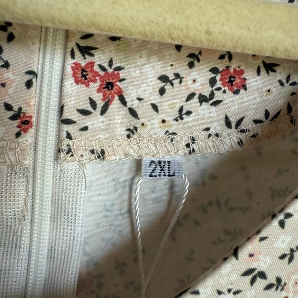 IMEKIS  Ditsy Cream Floral Print Ruffle Mini Flowy Cottagecore Dress NEW 2XL - Picture 9 of 9